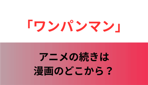 【ワンパンマン】アニメの続きは漫画のどこから？